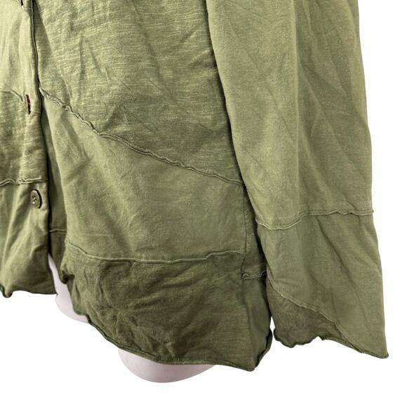 Habitat Womens Olive Green Lagenlook Stretch Cotton Knit Jacket Button Up sz S - Picture 8 of 16